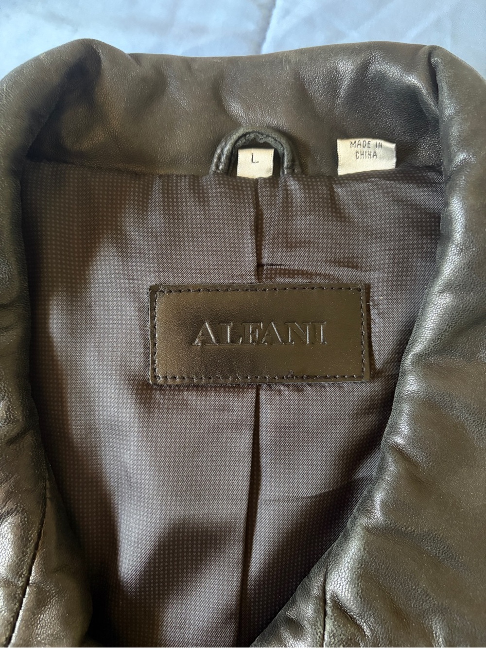 Vintage 80s Alfani Black Genuine Leather Collar Jacket